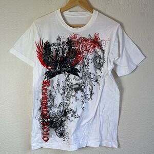 Y2K Resonate 2010 Forty Fest T-Shirt Mens Small White Band Tee Afflictions